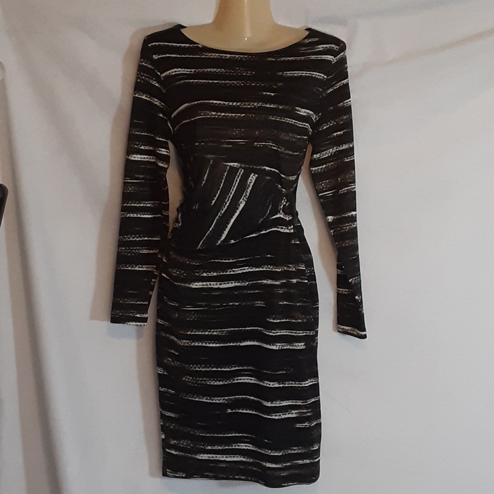 Philosophy Womens Medium Sheath Dress Fitted Knit Abstract Stripe Office